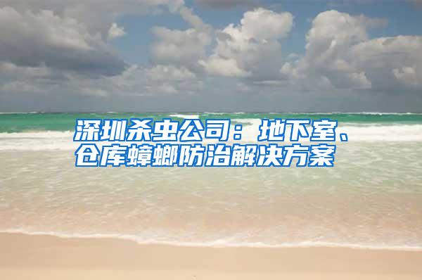 深圳殺蟲公司:地下室、倉庫蟑螂防治解決方案