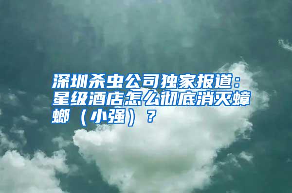 深圳殺蟲公司獨(dú)家報(bào)道:星級(jí)酒店怎么徹底消滅蟑螂(小強(qiáng))?