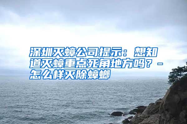 深圳滅蟑公司提示:想知道滅蟑重點死角地方嗎?-怎么樣滅除蟑螂